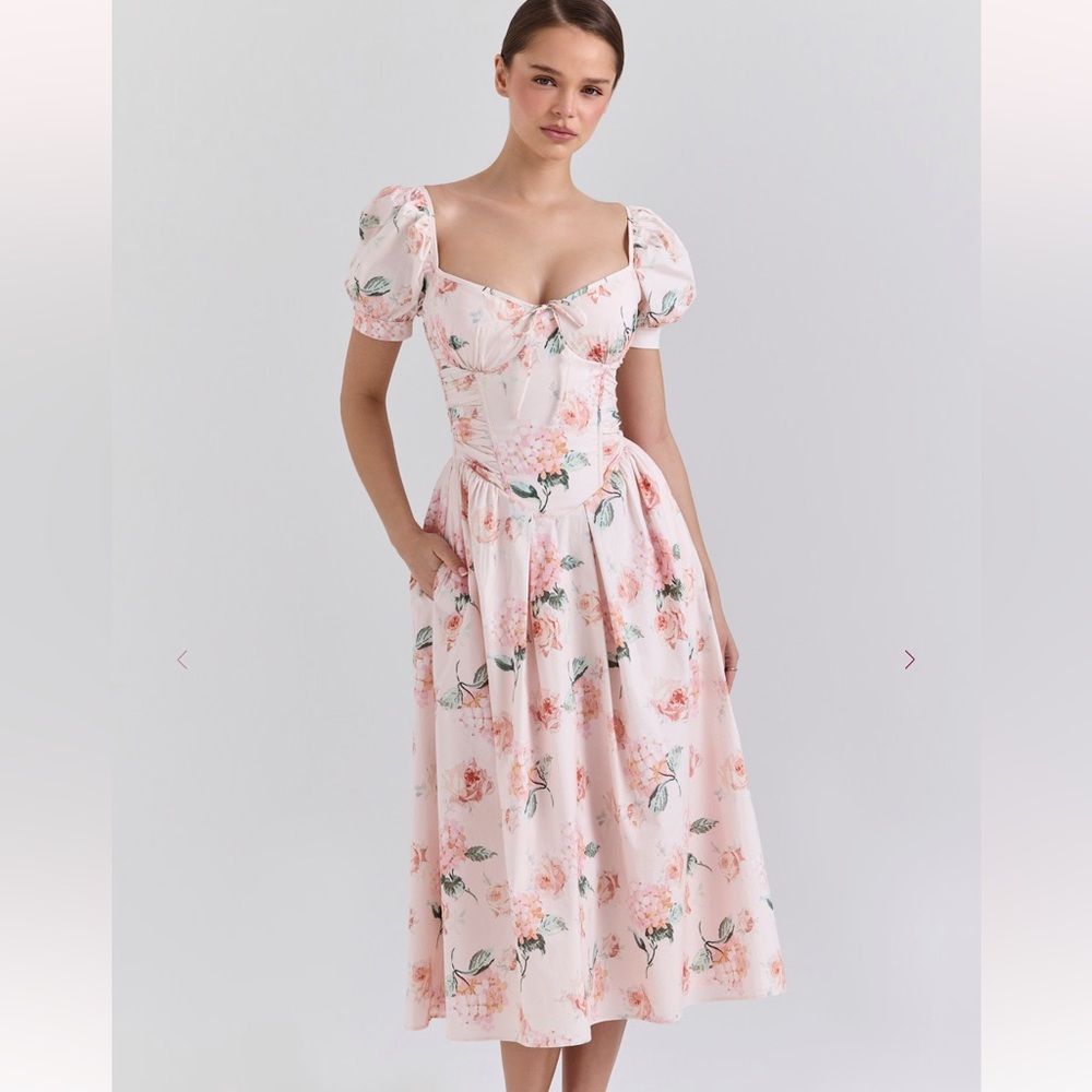 House of CB Blush Floral Midi Dress